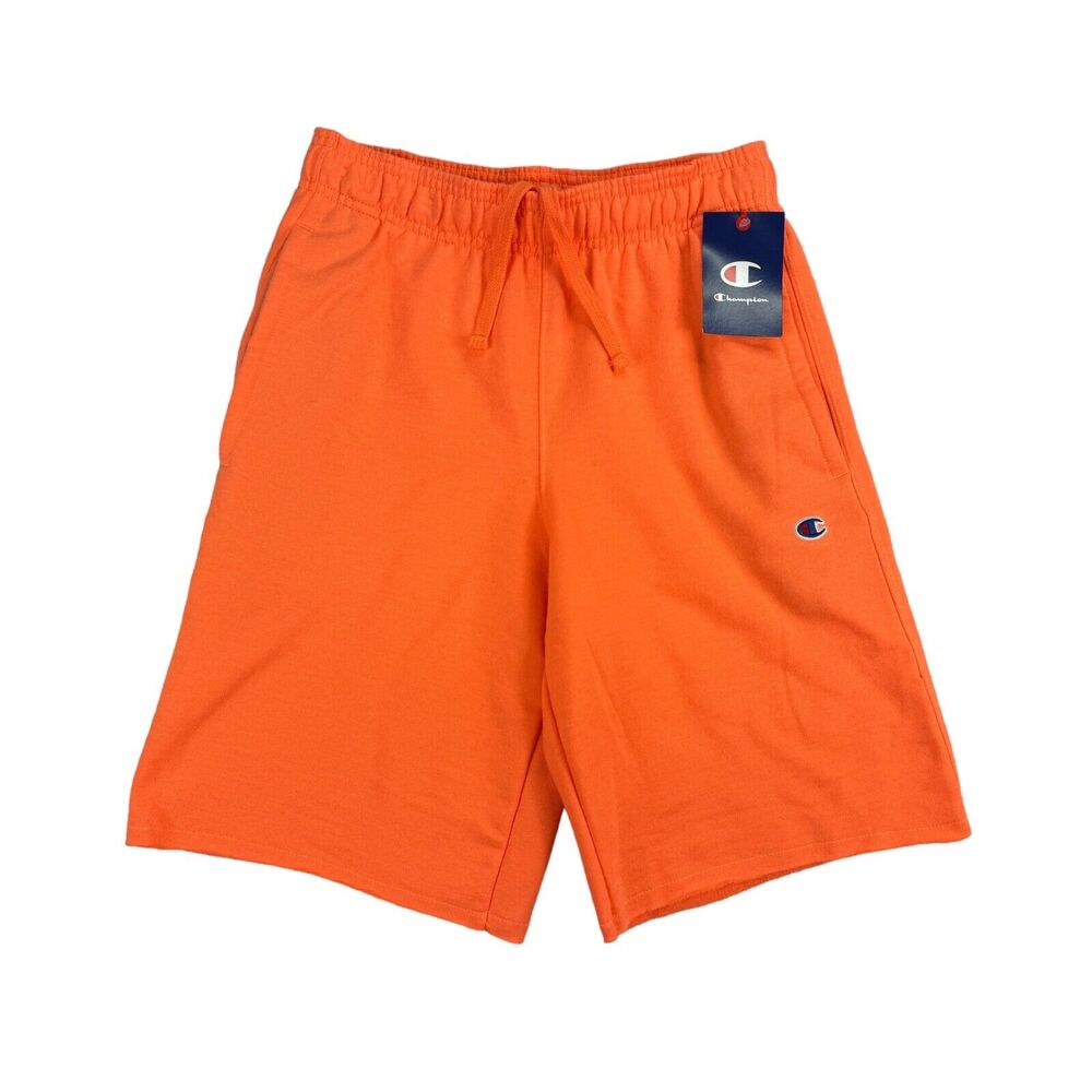 Champion Mens 10" Fleece Drawstring Logo Sweat Shorts Laser Orange S